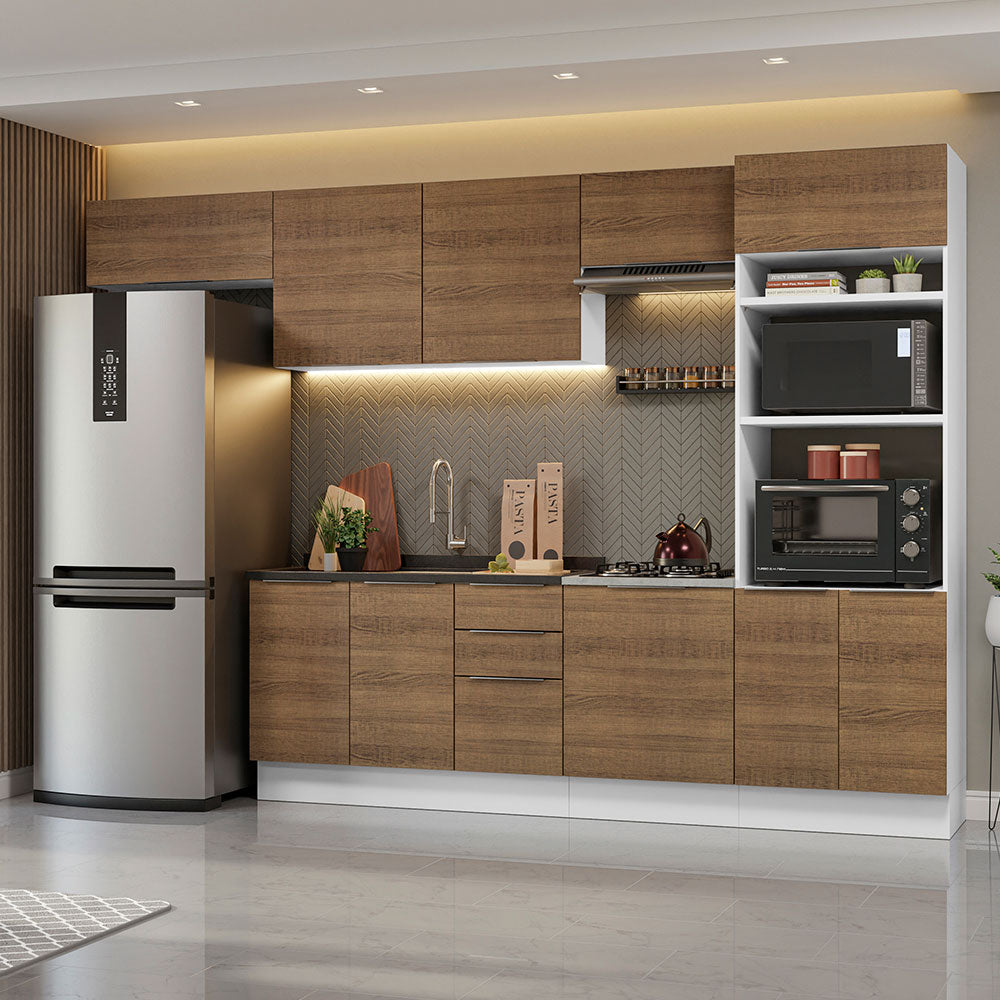 Combo Completo de Cocina 330 cm Blanco/Marrón Stella Madesa 05
