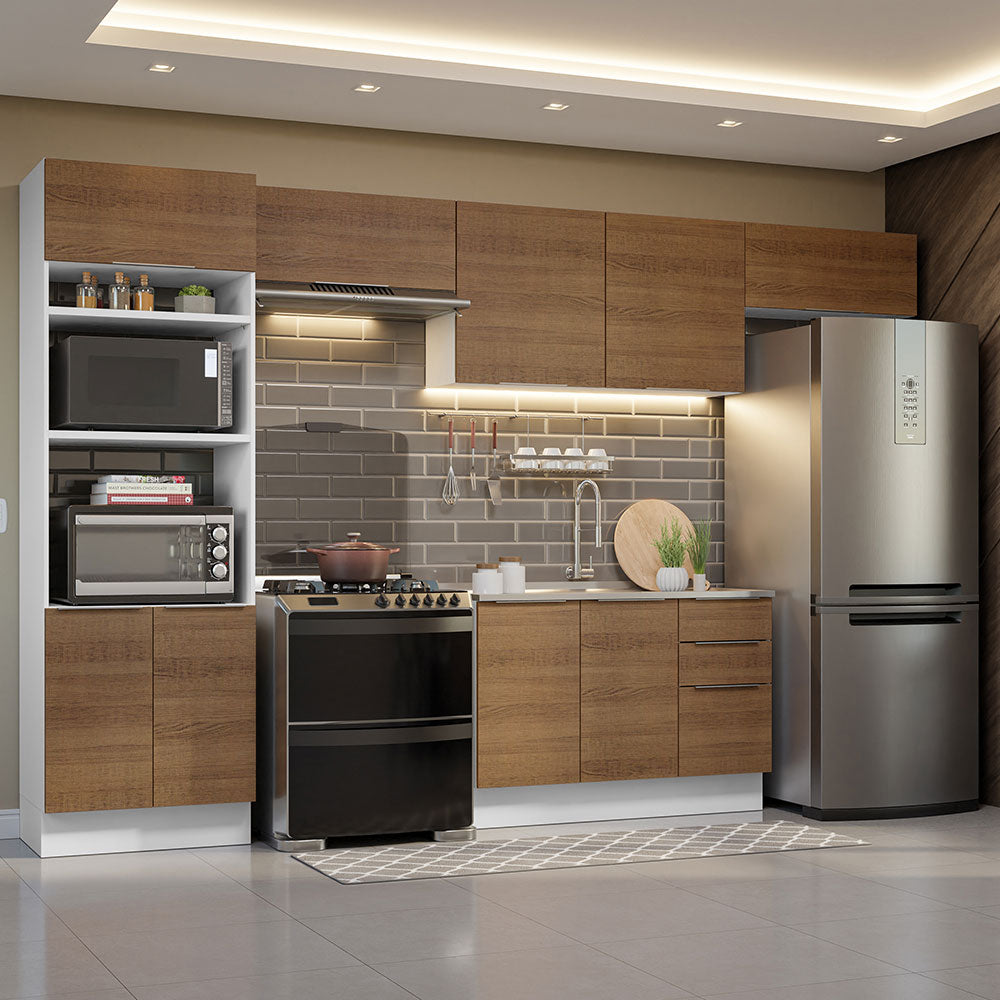Combo Completo de Cocina 350 cm Blanco/Marrón Stella Madesa 01