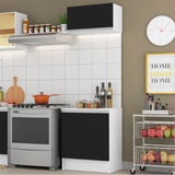 Kit Cocina 60 cm 2 Puertas con Alacena y Bajo Mesada Blanco/Negro Topazio Madesa