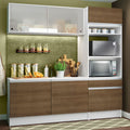 Cocina Compacta 180 cm 6 Puertas 1 Cajón con Mueble para Horno y Microondas Blanco/Marrón Topazio Madesa