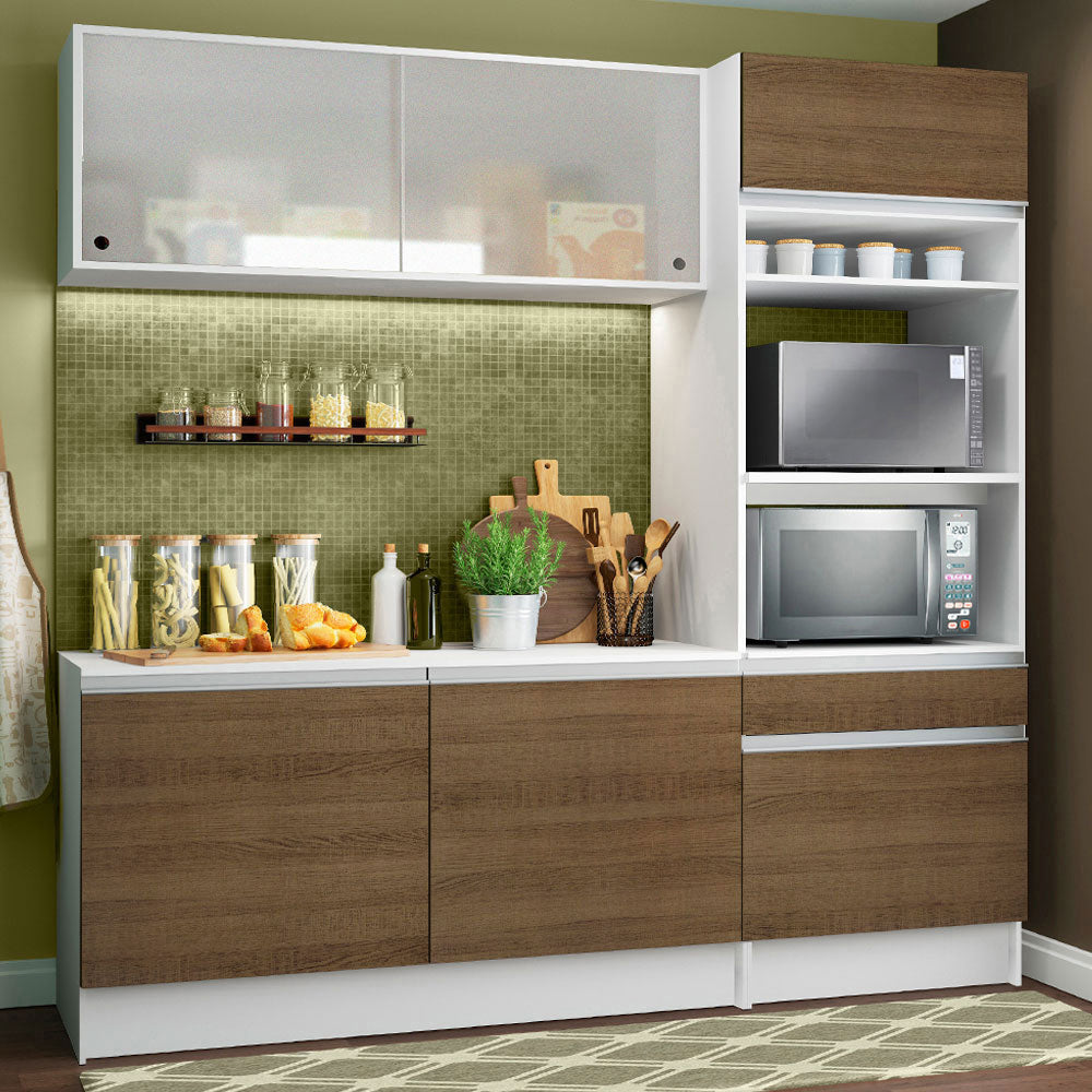 Combo completo de Cocina 180 cm Blanco/Marrón Topazio Pop