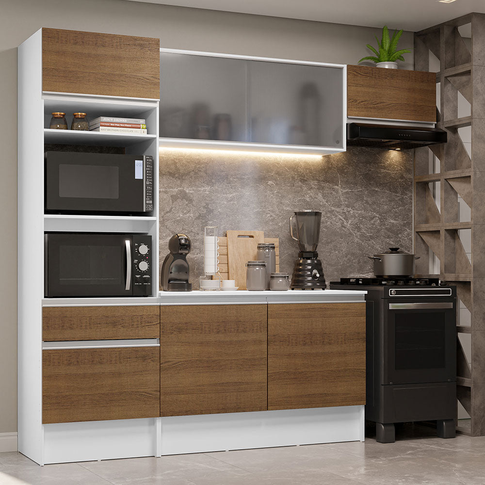 Combo completo de Cocina 240cm Blanco/Marrón Topazio 01