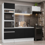 Combo Completo de Cocina 240 cm Blanco/Negro/Blanco Topazio Madesa 01