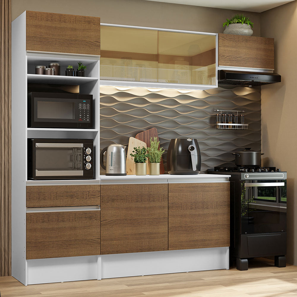 Combo completo de Cocina 240cm Blanco/Marrón Diamante Madesa 02