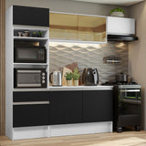 Combo Completo de Cocina 240 cm Blanco/Negro/Blanco Diamante Madesa 02