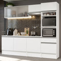 Combo Completo de Cocina 240 cm 8 Puertas 1 Cajón con Mueble para Horno y Microondas Blanco Topazio Madesa