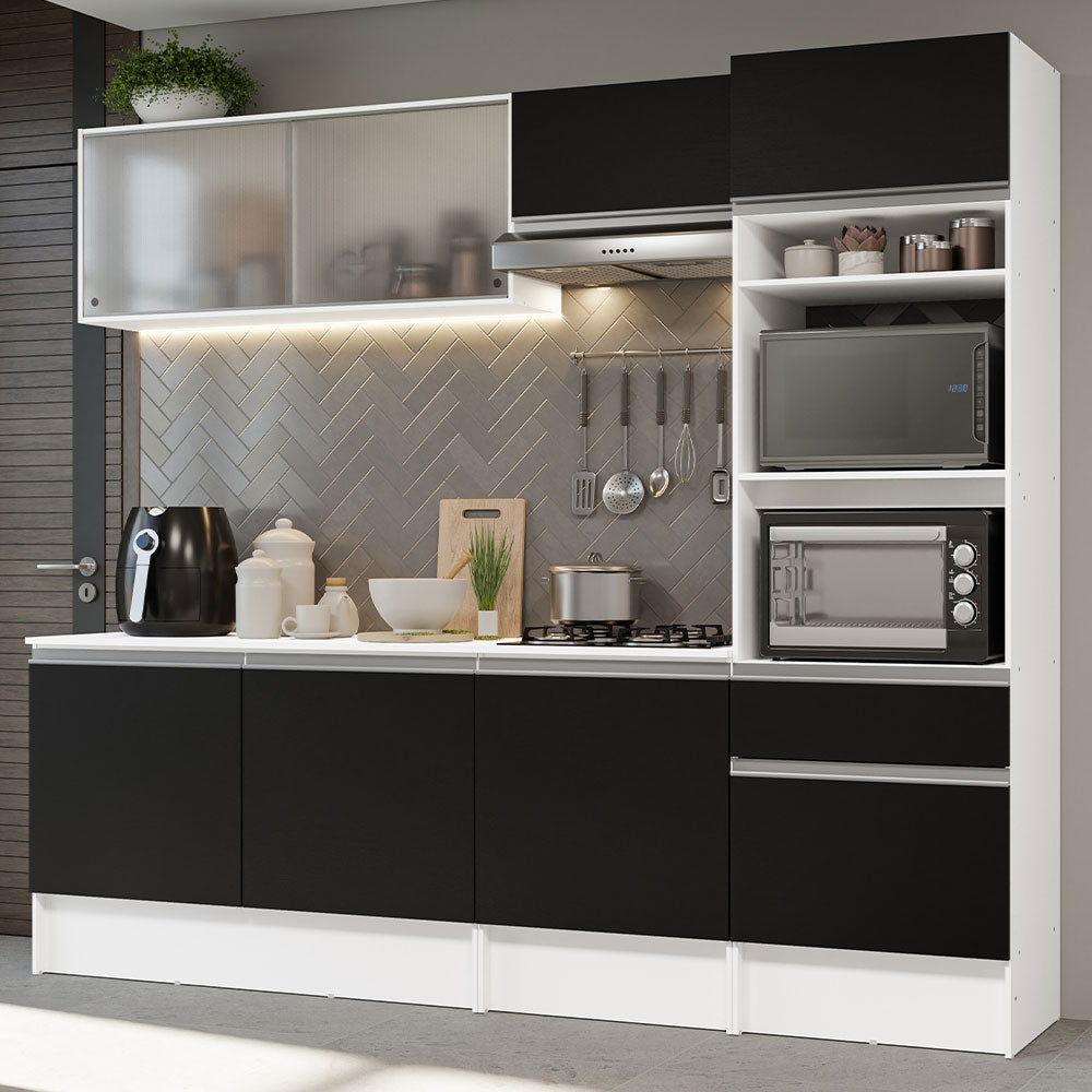 Combo Completo de Cocina 240 cm Blanco/Negro Topazio Madesa 05