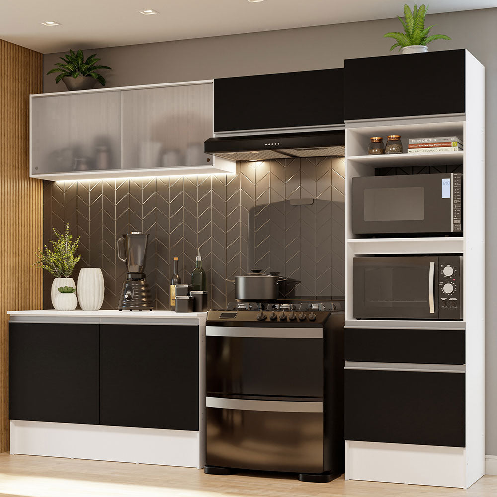 Combo Completo de Cocina 260 cm Blanco/Negro Topazio Madesa 01