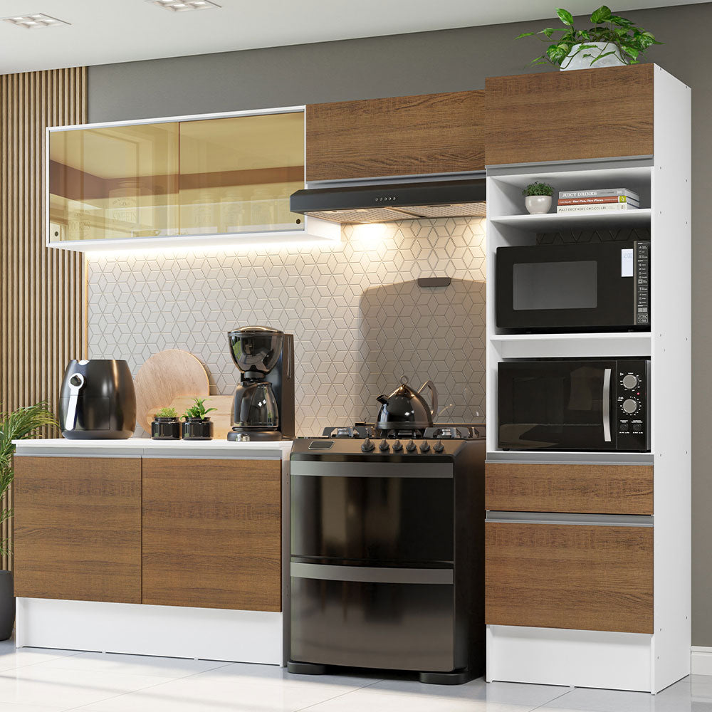 Combo completo de Cocina 260cm Blanco/Marrón Diamante Madesa 02