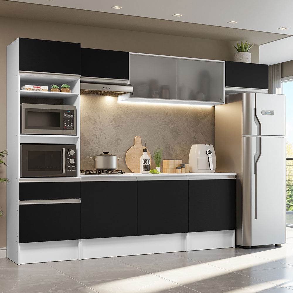 Combo Completo de Cocina 300 cm Blanco/Negro Topazio Madesa 01