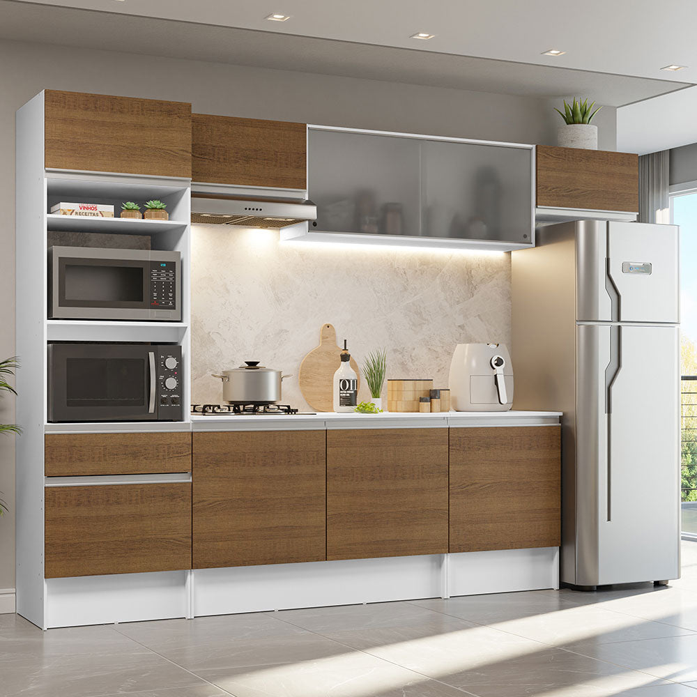 Combo completo de Cocina 300cm Blanco/Marrón Topazio 01