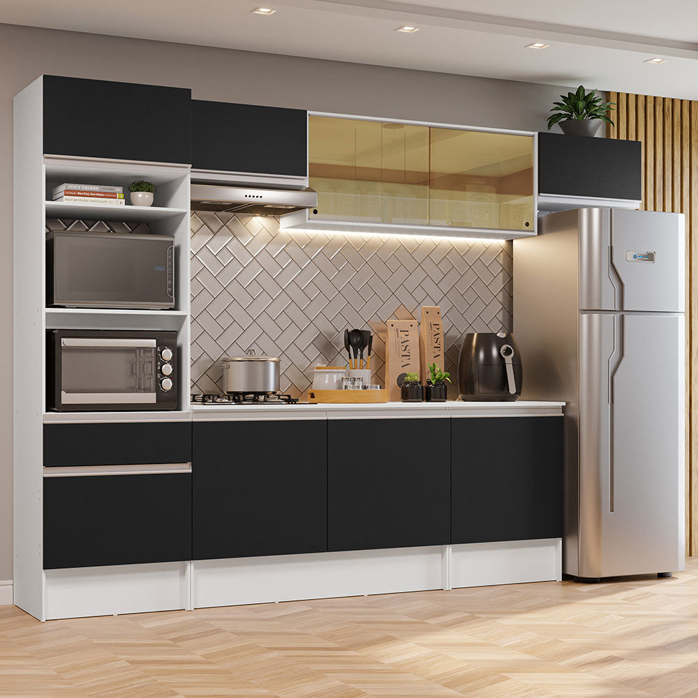 Combo Completo de Cocina 300 cm Blanco/Negro Diamante Madesa 02