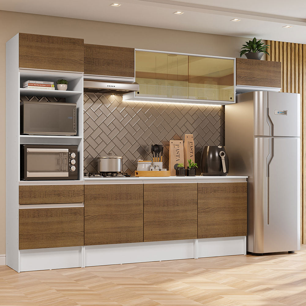 Combo completo de Cocina 300cm Blanco/Marrón Diamante Madesa 02