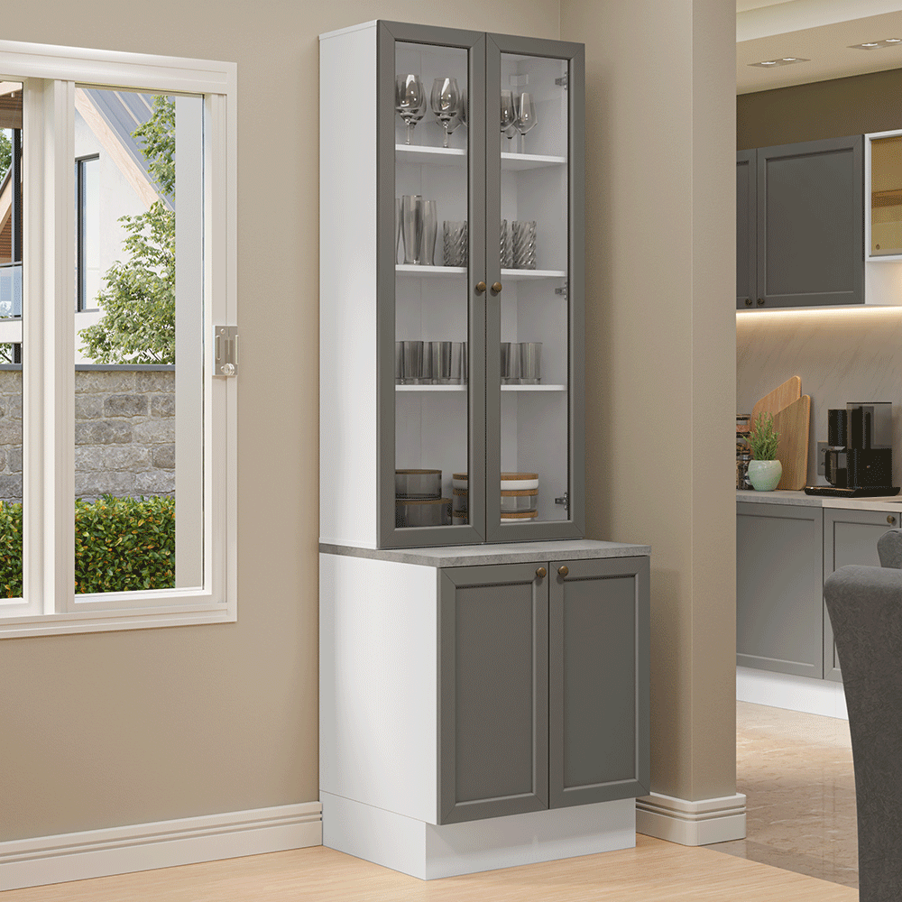 Kit Bajo Mesada + Cristalero 70 cm Vik Blanco/Gris 01