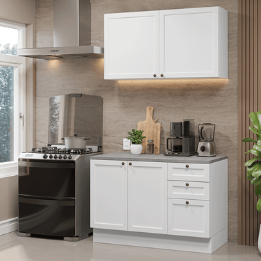 Cocina Compacta 120 cm 4 Puertas 3 Cajones Blanco Vik Madesa