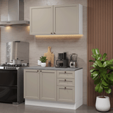 Combo de Cocina Compacta 120 cm Blanco/Crema Vik Madesa 01