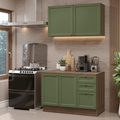 Cocina Compacta 120 cm 4 Puertas 3 Cajones Marrón/Verde Vik Madesa