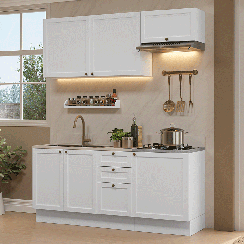 Cocina Compacta 180 cm Vik Blanco 01