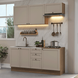 Combo de Cocina Compacta 180 cm Marrón/Crema Vik Madesa 01