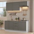 Cocina Compacta 180 cm 6 Puertas 3 Cajones Sin Mesada Blanco/Gris Vik Madesa 01