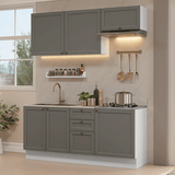 Cocina Compacta 180 cm Vik Blanco/Gris 01