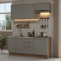 Cocina Compacta 180 cm 6 Puertas 3 Cajones Sin Mesada Marrón/Gris Vik Madesa