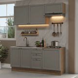 Cocina Compacta 180 cm Vik Marrón/Gris 01