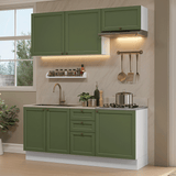 Cocina Compacta 180 cm Vik Blanco/Verde 01