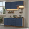 Cocina Compacta 180 cm 6 Puertas 3 Cajones Sin Mesada Marrón/Azul Vik Madesa
