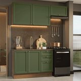 Cocina Compacta 180 cm Vik Marrón/Verde 02