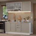 Cocina Compacta 180 cm 6 Puertas 3 Cajones Sin Mesada Blanco/Crema Vik Madesa 03