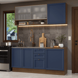 Cocina Compacta 180 cm Vik Marrón/Azul 03