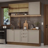 Combo de Cocina Compacta 180 cm Marrón/Crema Vik Madesa 04