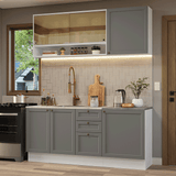 Cocina Compacta 180 cm Vik Blanco/Gris 04