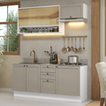 Cocina Compacta 180 cm 6 Puertas 3 Cajones Sin Mesada Blanco/Crema Vik Madesa 05