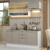 Combo de Cocina Compacta 180 cm Blanco/Crema Vik Madesa 05