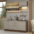 Cocina Compacta 180 cm 6 Puertas 3 Cajones Sin Mesada Marrón/Crema Vik Madesa 05