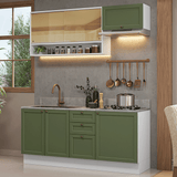 Cocina Compacta 180 cm Vik Blanco/Verde 05