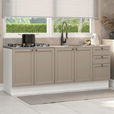 Kit con 2 Bajo Mesada 3 Cajones 4 Purtas (Sin Mesada ni Bacha) Blanco/Crema Vik Madesa 01