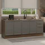 Kit 2 Bajo Mesadas con 3 Cajones 4 Puertas (Sin Mesada) Vik Marrón/Gris 01