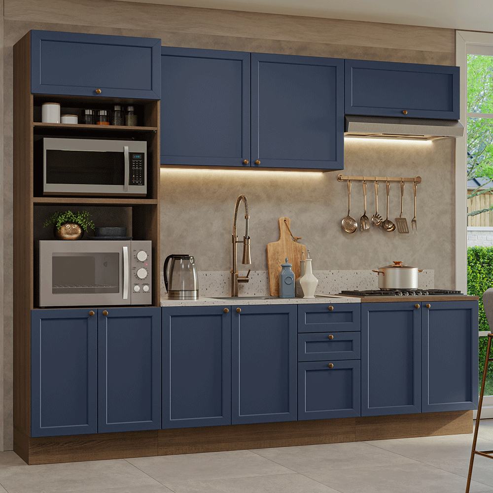 Combo de Cocina 270 cm Vik Marrón/Azul 01