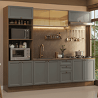 Combo completo de Cocina 270 cm 10 Puertas 3 Cajones Sin Mesada Marrón/Gris Vik Madesa 02