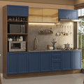 Combo completo de Cocina 270 cm 10 Puertas 3 Cajones Sin Mesada Marrón/Azul Vik Madesa 02