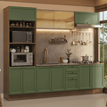 Combo completo de Cocina 270 cm 10 Puertas 3 Cajones Sin Mesada Marrón/Verde Vik Madesa 02