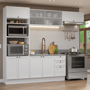 Combo completo de Cocina 270 cm 8 Puertas 3 Cajones Sin Mesada Blanco Vik Madesa