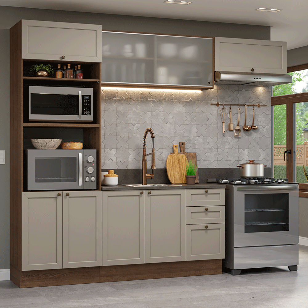 Combo completo de Cocina 270 cm Marrón/Crema Vik Madesa 03