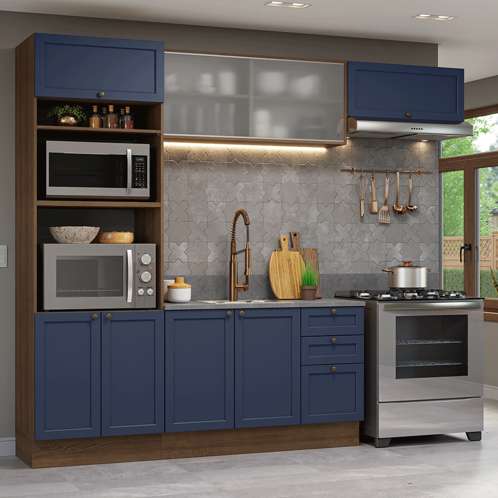 Combo de Cocina 270 cm Vik Marrón/Azul 03
