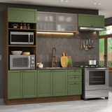 Combo de Cocina 270 cm Vik Marrón/Verde 03