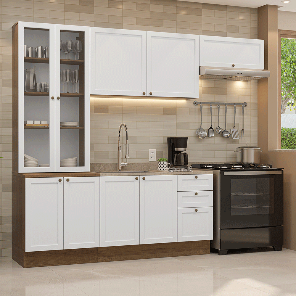 Combo completo de Cocina 270 cm Marrón/Blanco Vik Madesa 05