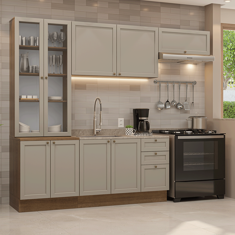 Combo completo de Cocina 270 cm Marrón/Crema Vik Madesa 05